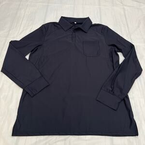 Men Long Sleeve Tactical Polo Shirt Quick Dry Military Jersey Golf Shirts Navy S